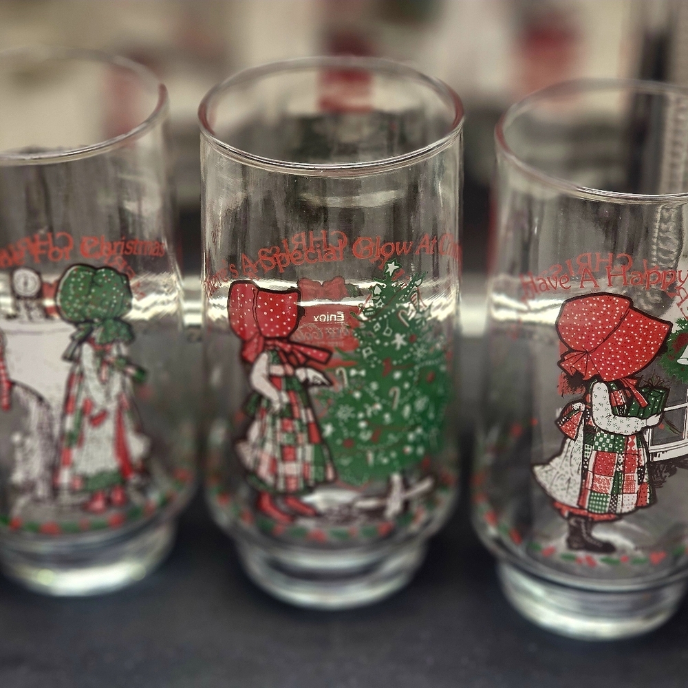 Lot of 3 Pristine Vintage Coca Cola Holly Hobbie Glasses